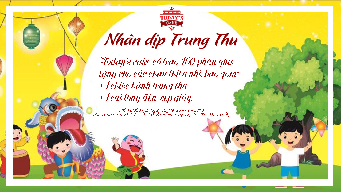 Todays cake tặng 100 phần qua cho trẻ em